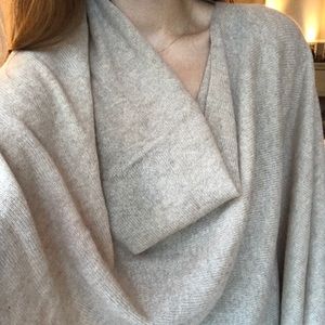 Sara Campbell cashmere wrap with fringe in tan